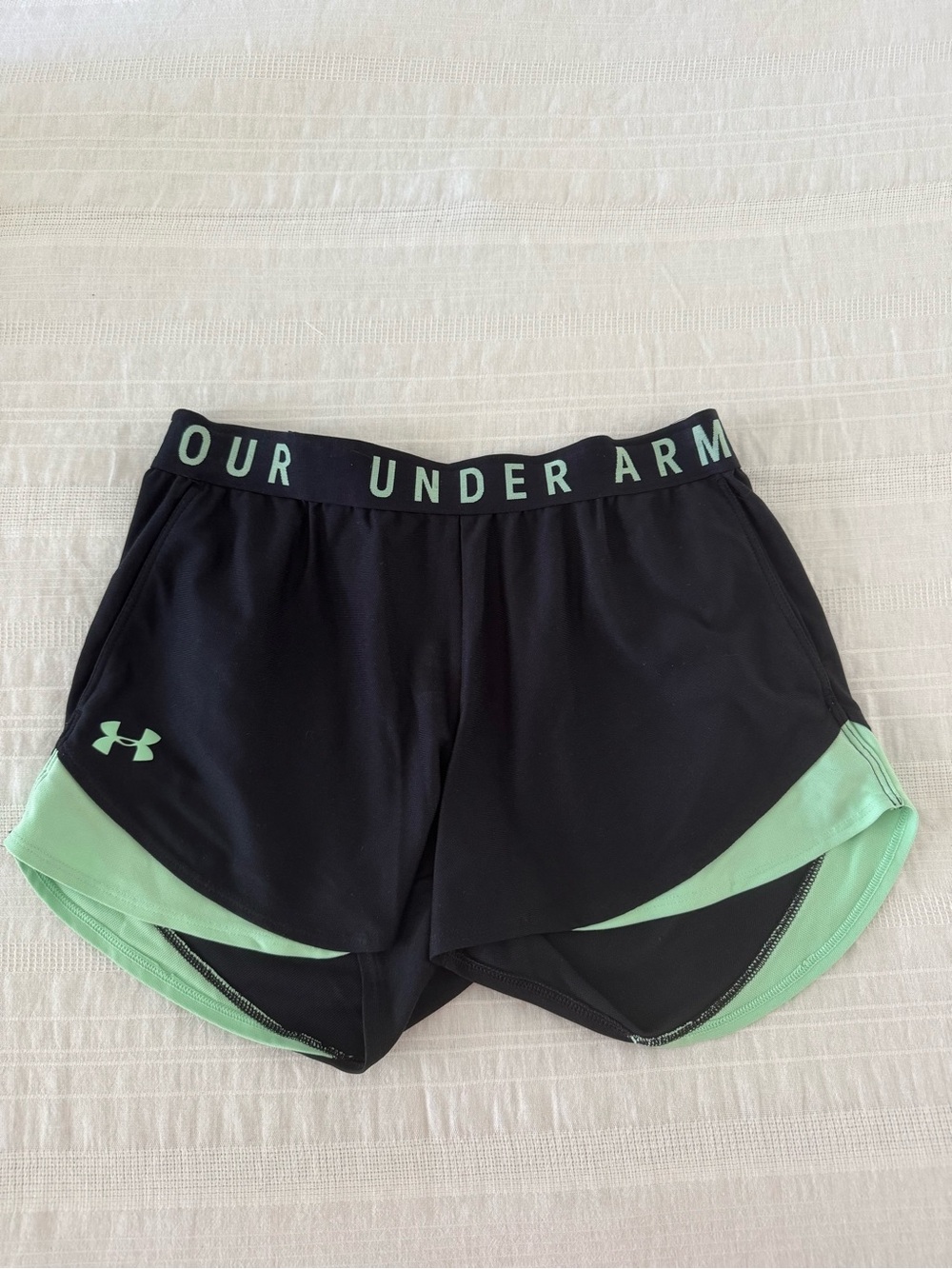 Under Armour Black Athletic Shorts with Mint Trim